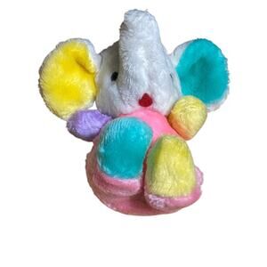 Pastel Color Block Elephant Plush White Walmart Vintage Stuffed Animal Korea‎